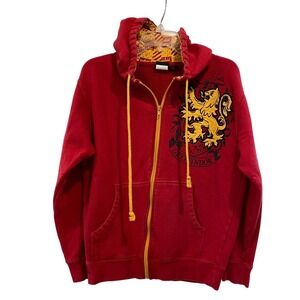 Harry Potter Gryffindor Zip Up Hoodie Mens XS Red Universal Studios Lined Hood